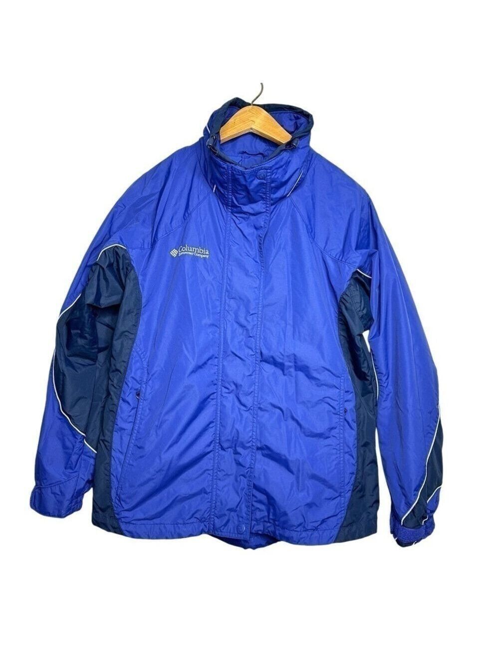 Columbia Core Interchange Blue Zip Button Snap Close Winter Jacket Womens Size M